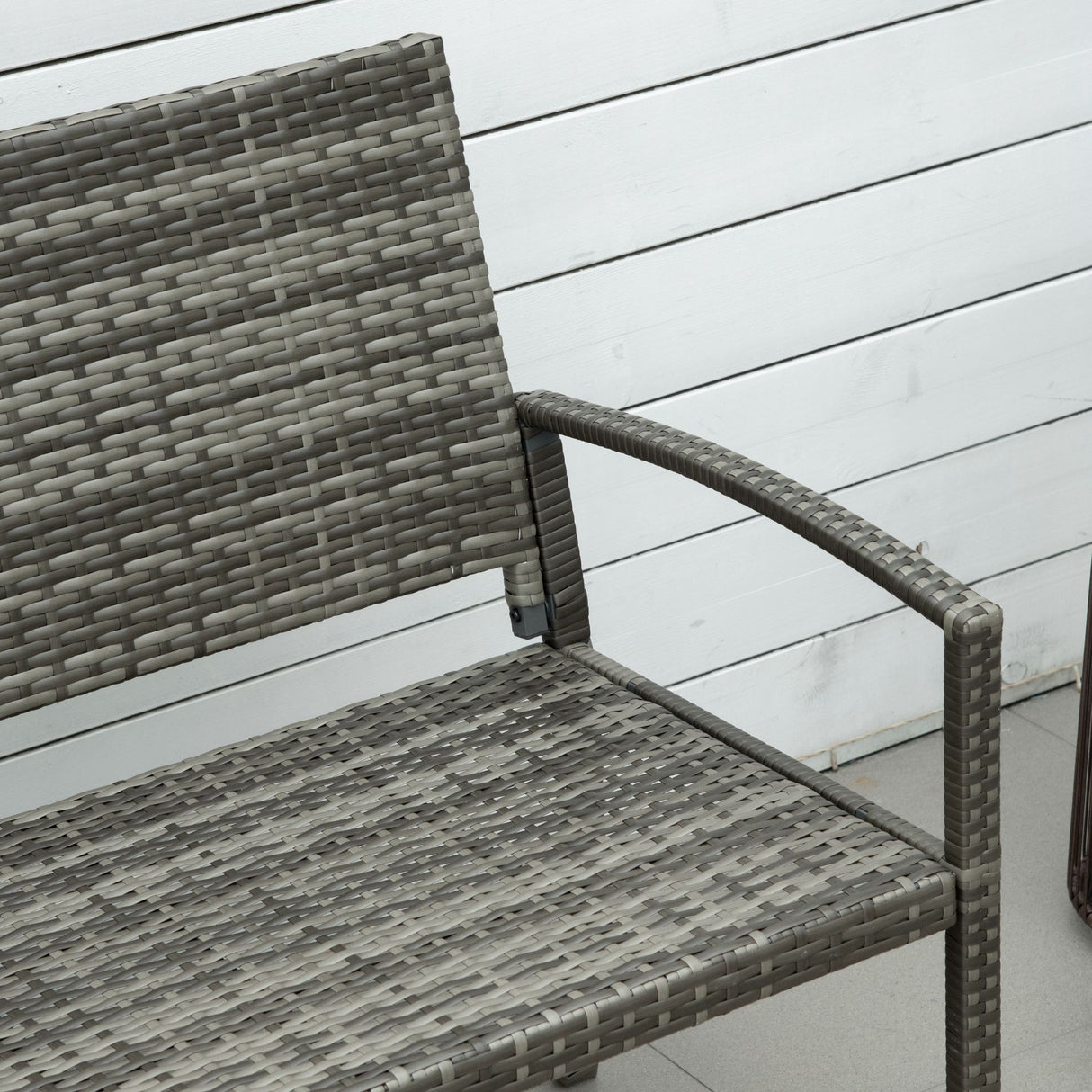Poly Rattan 2 Seater Garden Bench With Backrest and Armrests for Patio - Velmora