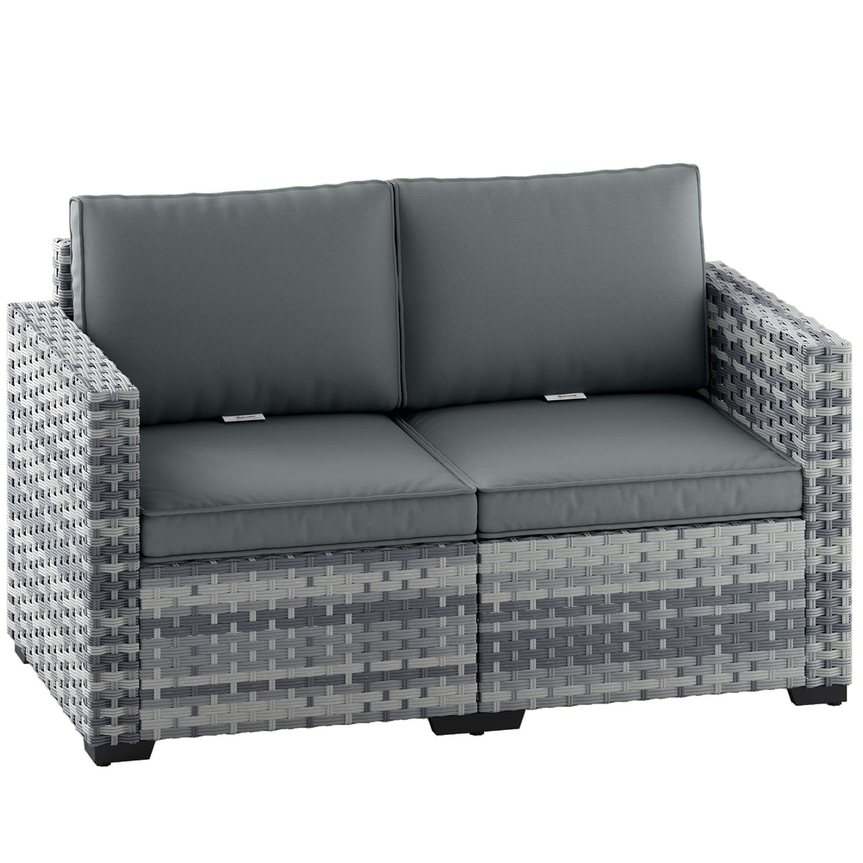 Poly Rattan 2 Seater Garden Sofa With Deep Seat And Wide Armrests - Velmora