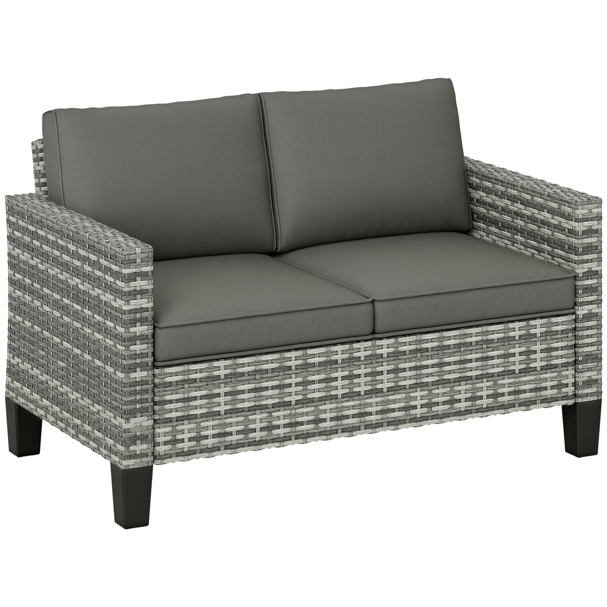 Poly Rattan 2 Seater Outdoor Garden Sofa - Velmora
