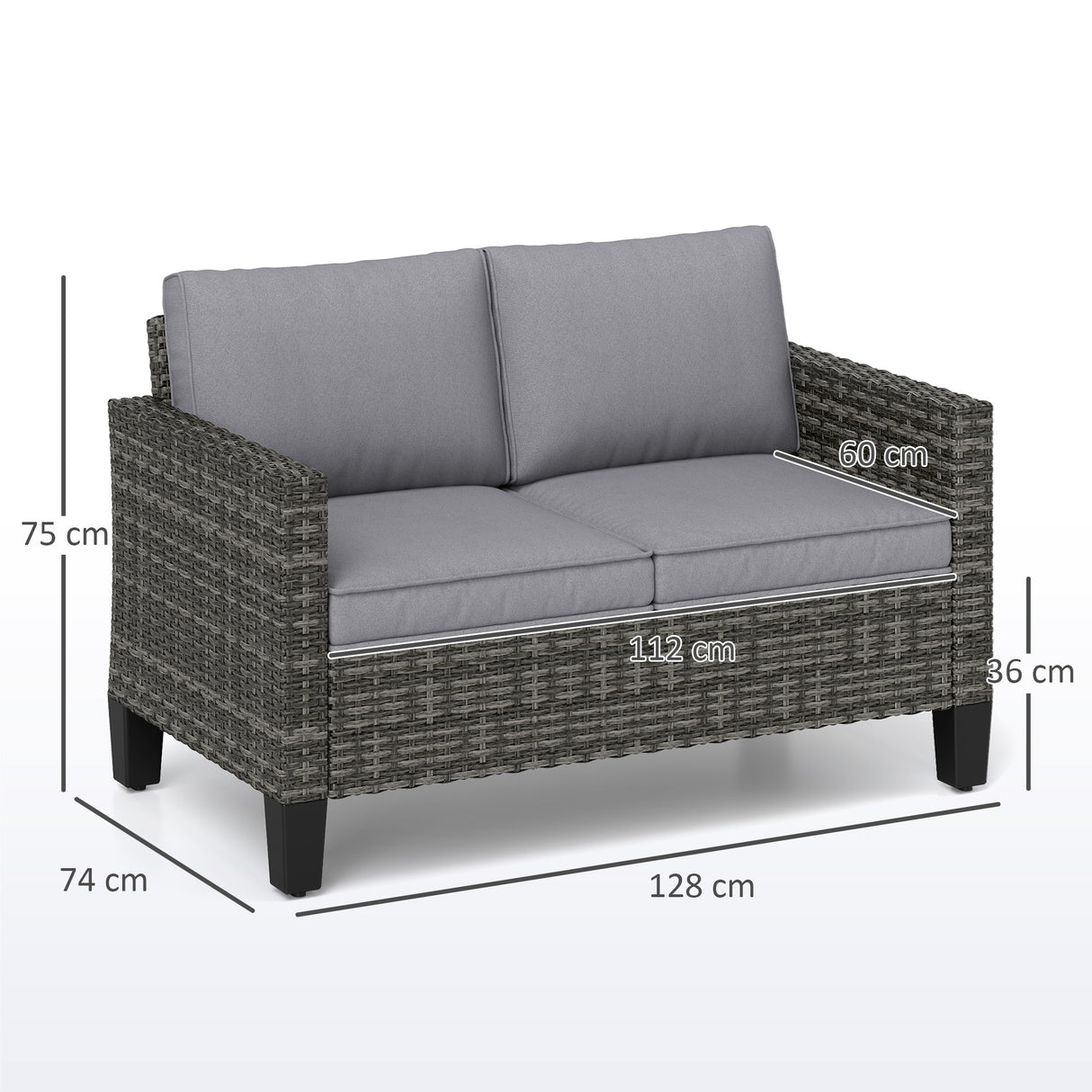 Poly Rattan 2 Seater Outdoor Garden Sofa - Velmora