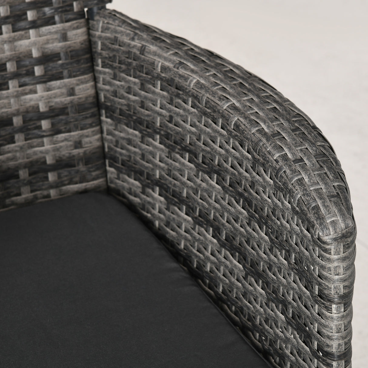 Poly Rattan 3 Pieces Garden Armchair in Set of 2 and Glass Top Table - Velmora