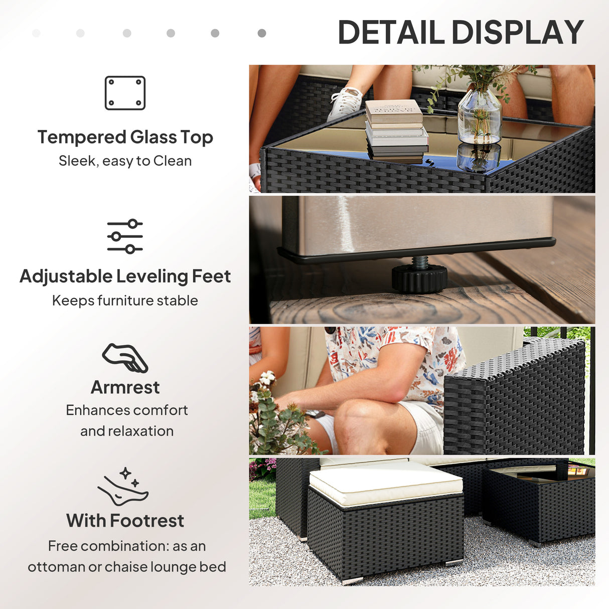 Poly Rattan 3 Pieces Garden Furniture Set With Cushions And Table - Velmora