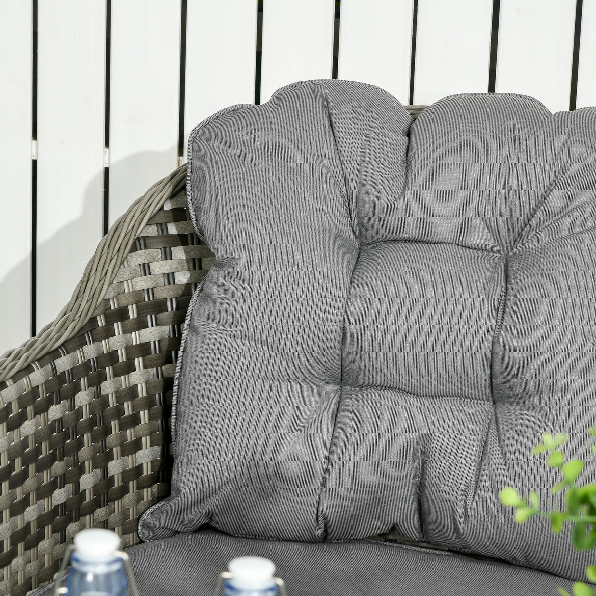 Poly Rattan 4 Pieces Garden Sofa Set With Rectangular Glass Coffee Table - Velmora
