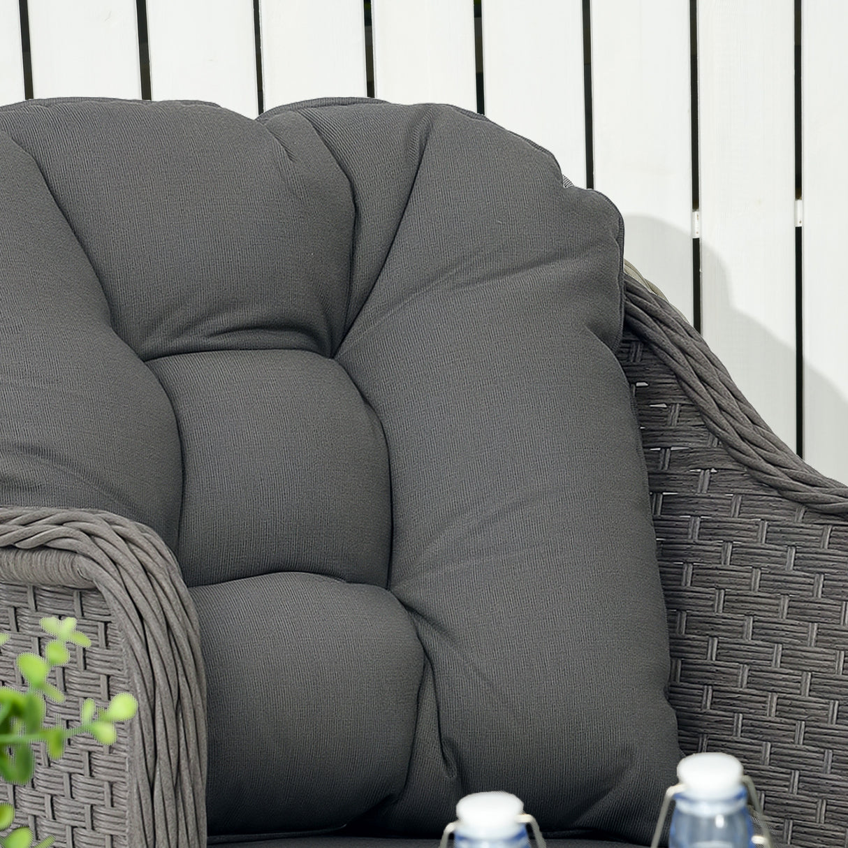 Poly Rattan 4 Pieces Garden Sofa Set With Rectangular Glass Coffee Table - Velmora