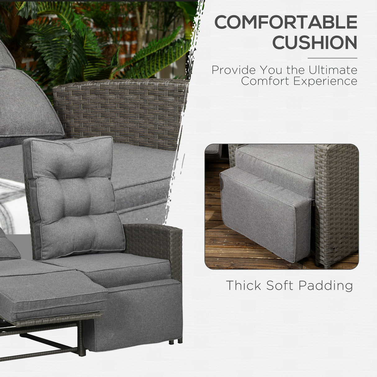 Poly Rattan 4 Pieces Garden Sofa Set With Glass Top Table for Poolside - Velmora
