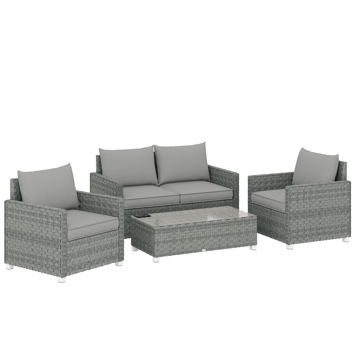 Poly Rattan 4 Pieces Garden Sofa Set With Loveseat and 2 Armchairs - Velmora