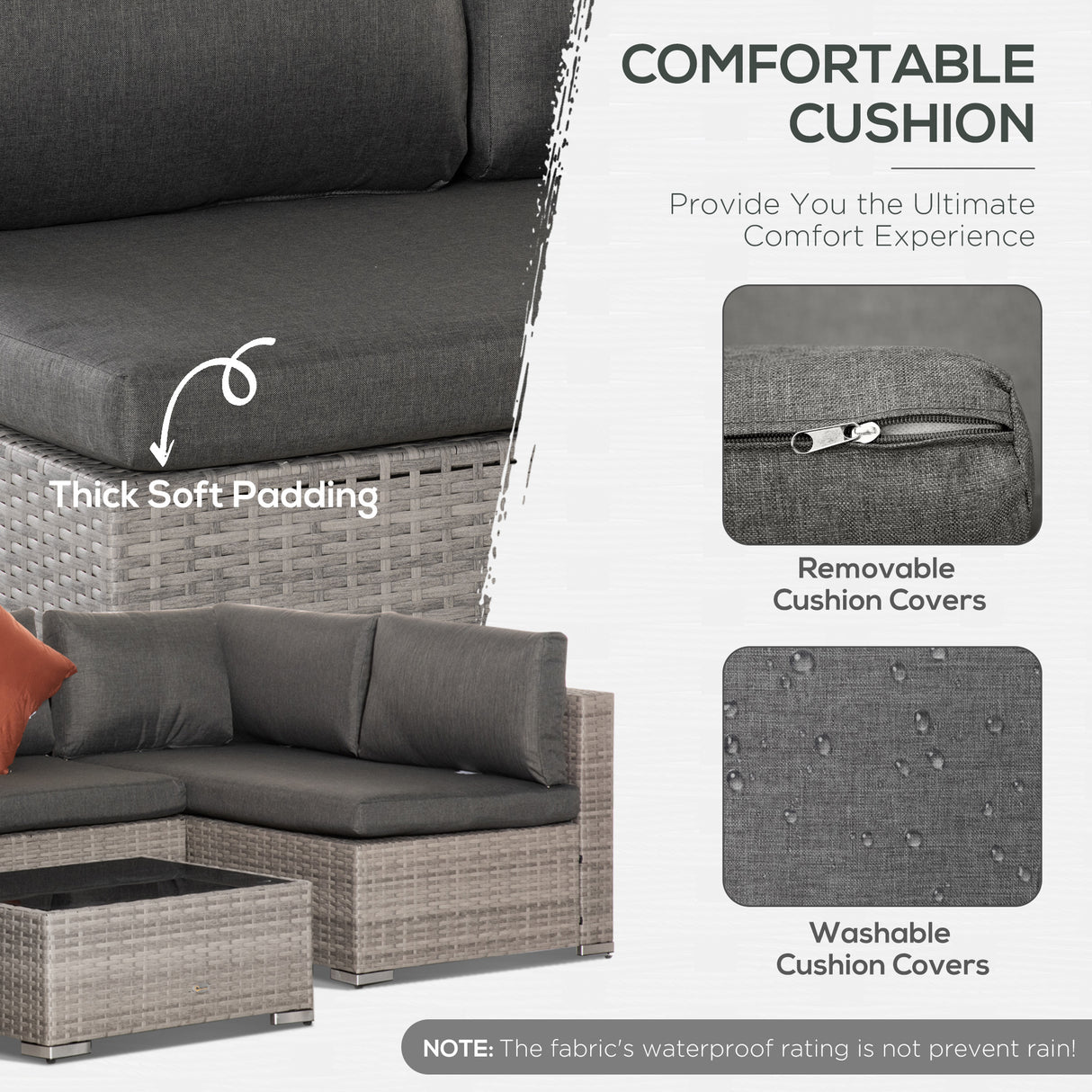 Poly Rattan 4 Pieces Half Square Garden Sofa Set - Velmora