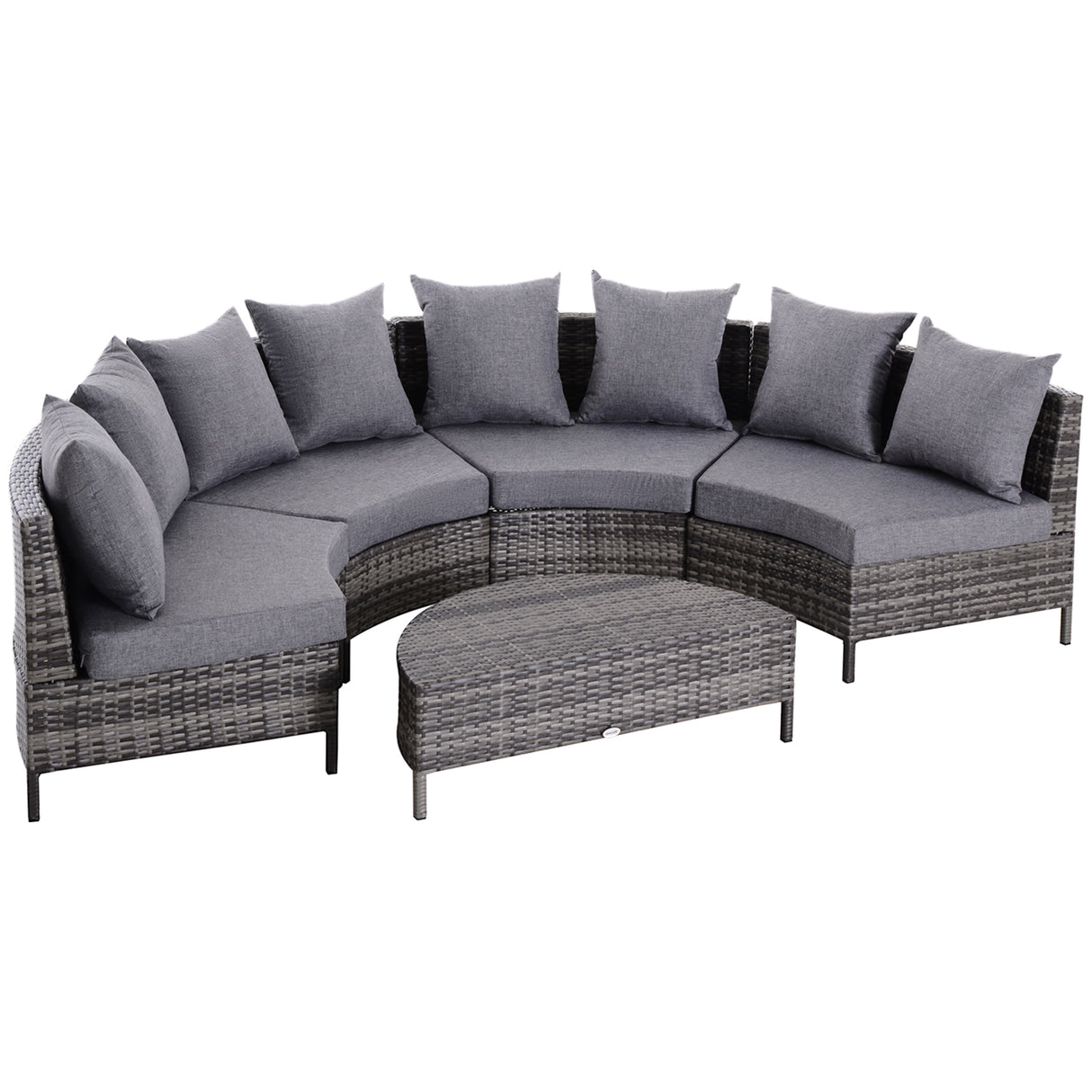 Poly Rattan 4 Seater Half-Round Garden Sofa Set With Coffee Table - Velmora