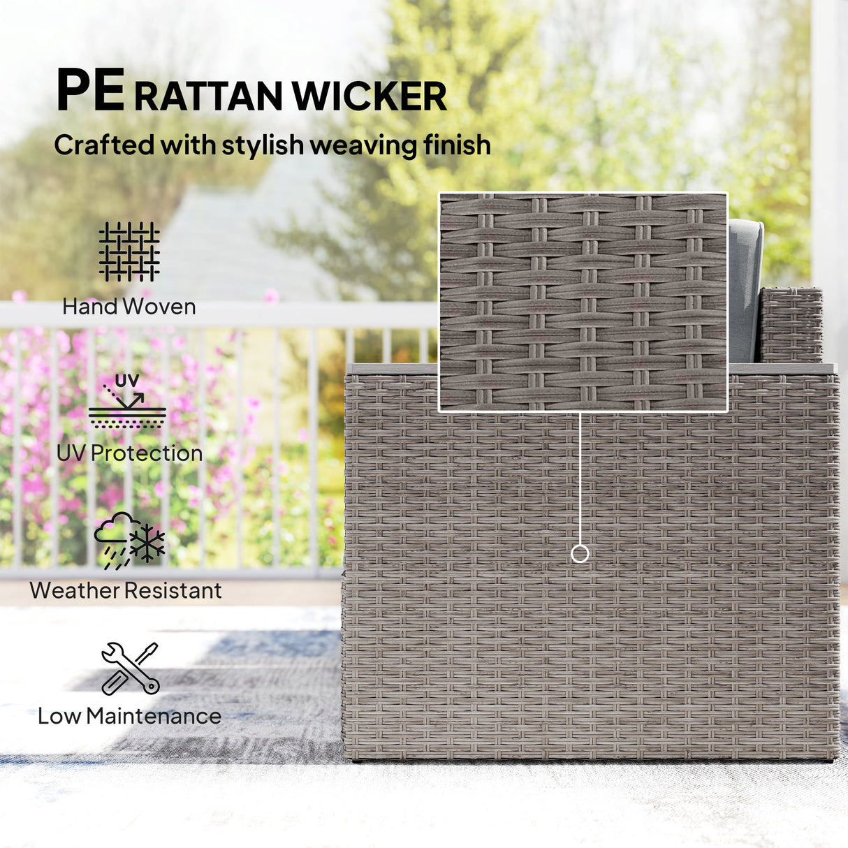 Poly Rattan 5 Pieces Garden Sofa Set With Storage Table And Footstools - Velmora
