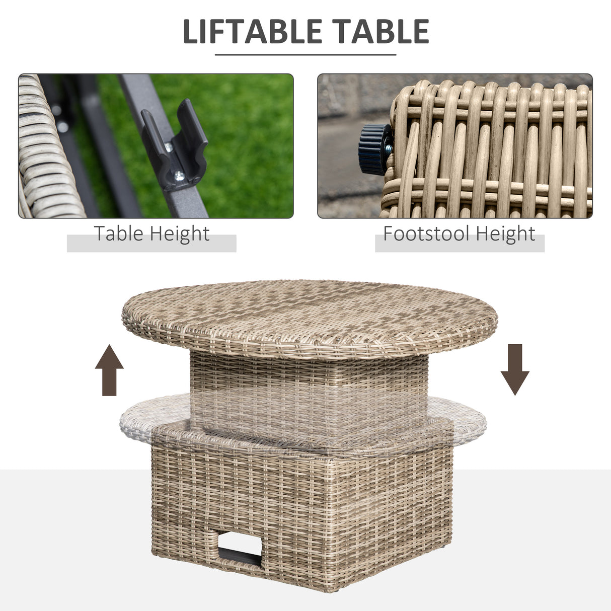 Poly Rattan 5 Pieces Round Garden Daybed With Cushions - Velmora