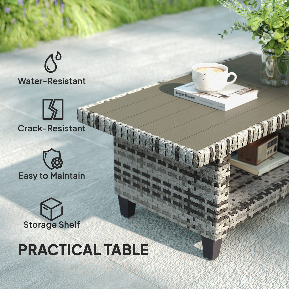 Poly Rattan 6 Pieces Modular Garden Sofa Set - Velmora