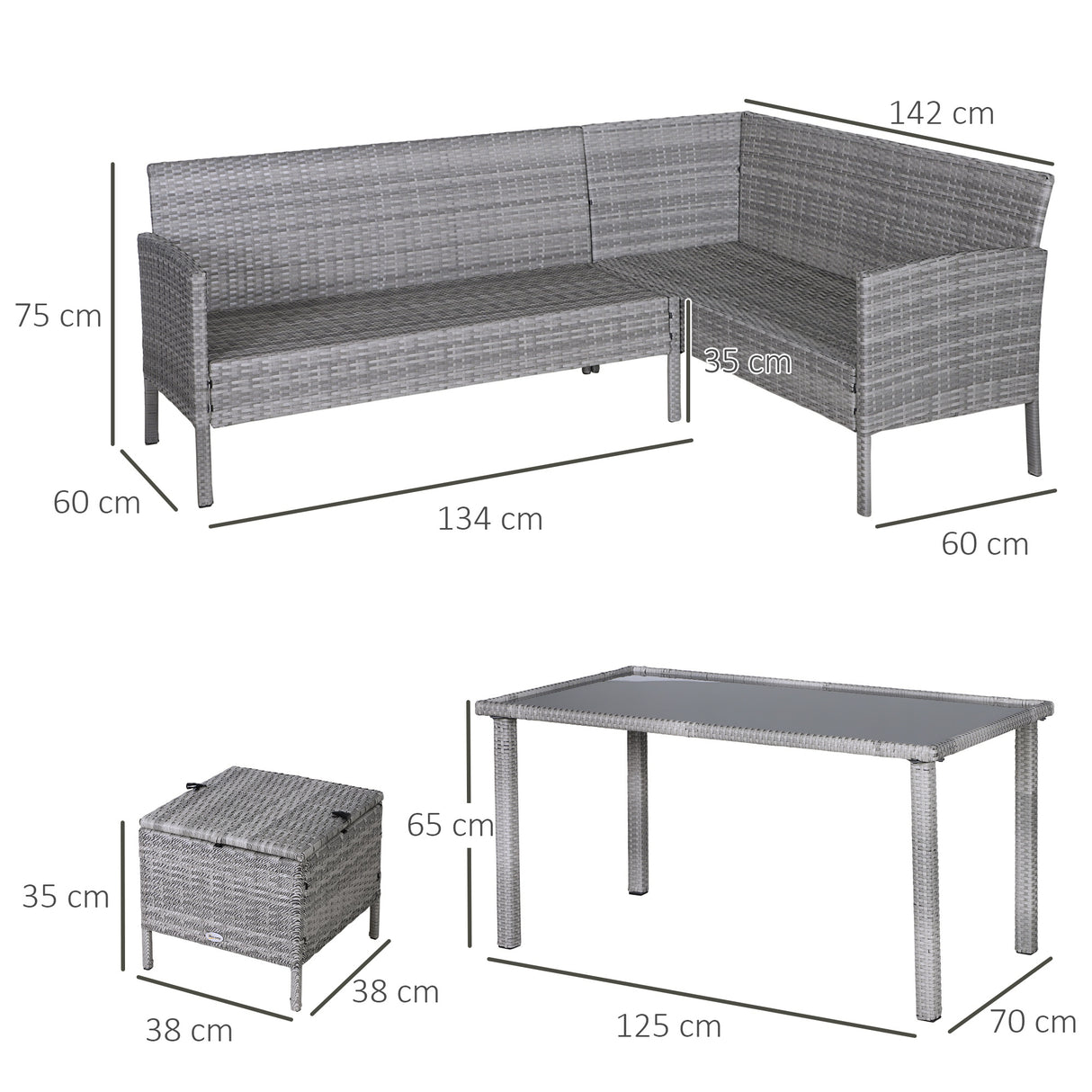 Poly Rattan 6 Seater Garden Dining Set With Table And Footstool With Cushion - Velmora