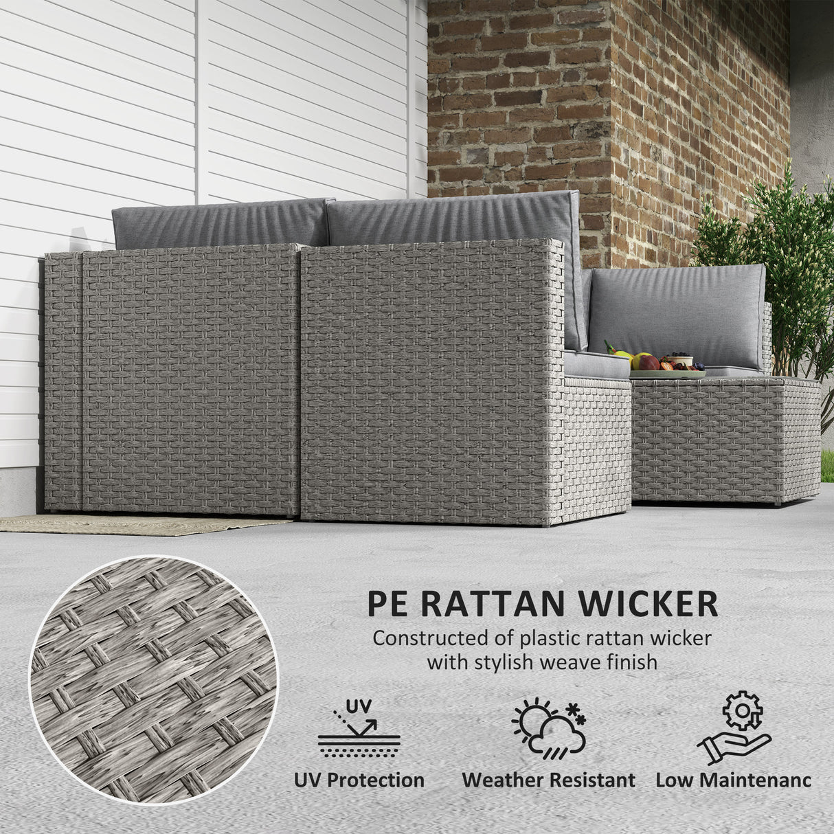 Poly Rattan 7 Pieces Modular Garden Sofa Set - Velmora