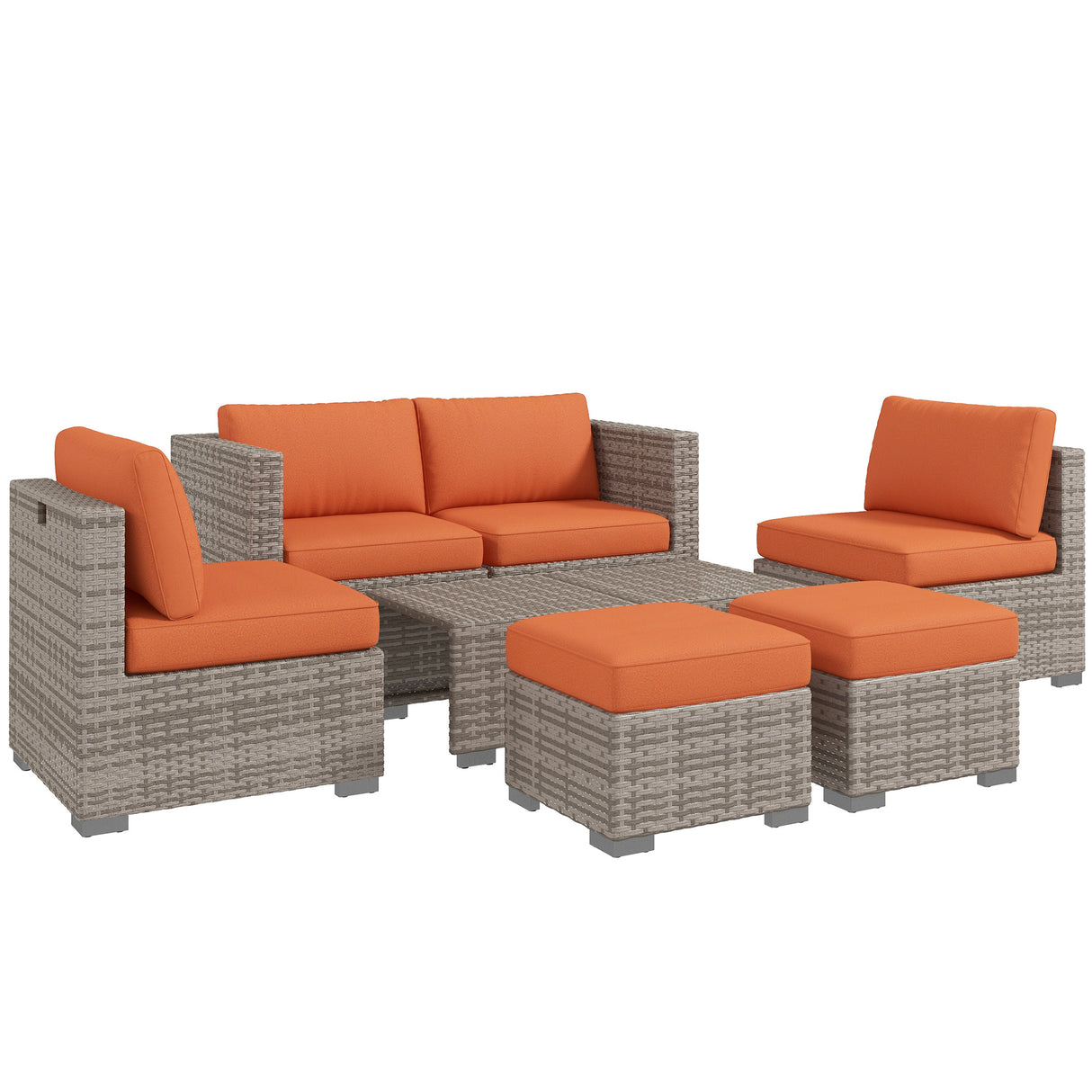 Poly Rattan 8 Pieces Garden Sofa Set With Contrast Cushions - Velmora