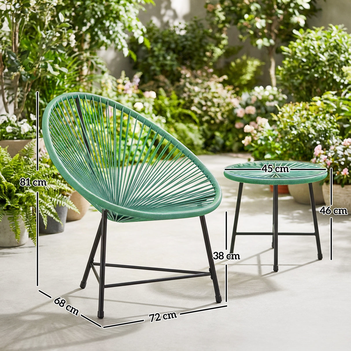 Poly Rattan Bistro Set With Acapulco Chairs and Round Glass Top Table - Velmora