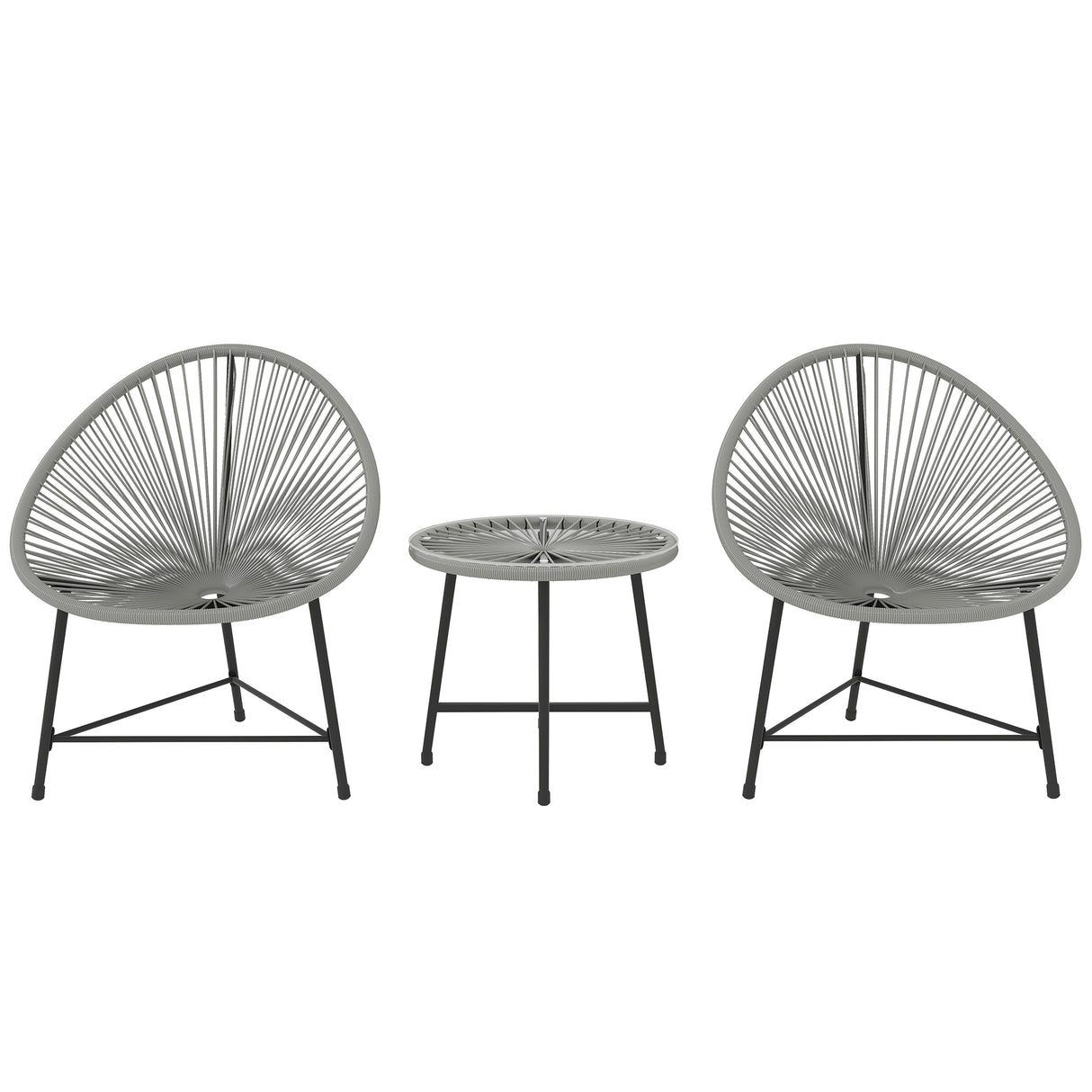 Poly Rattan Bistro Set With Acapulco Chairs and Round Glass Top Table - Velmora