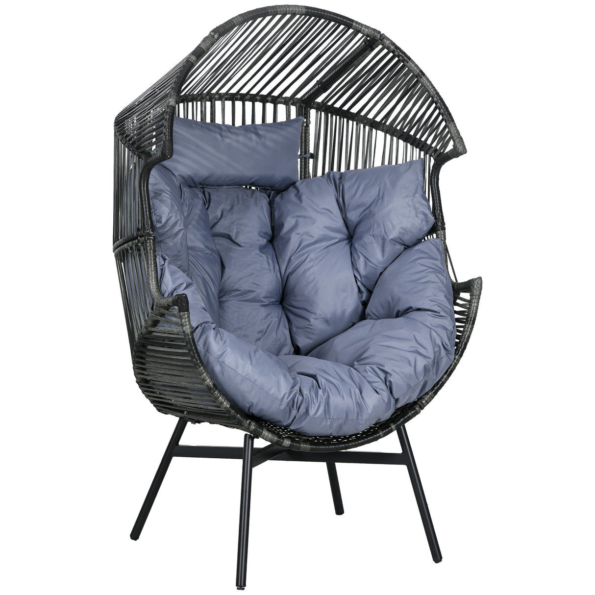 Poly Rattan Egg Swing Chair With Padded Seat Cushion - Velmora