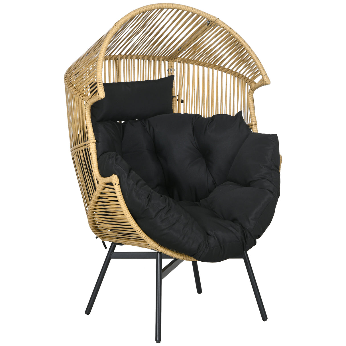 Poly Rattan Egg Swing Chair With Padded Seat Cushion - Velmora