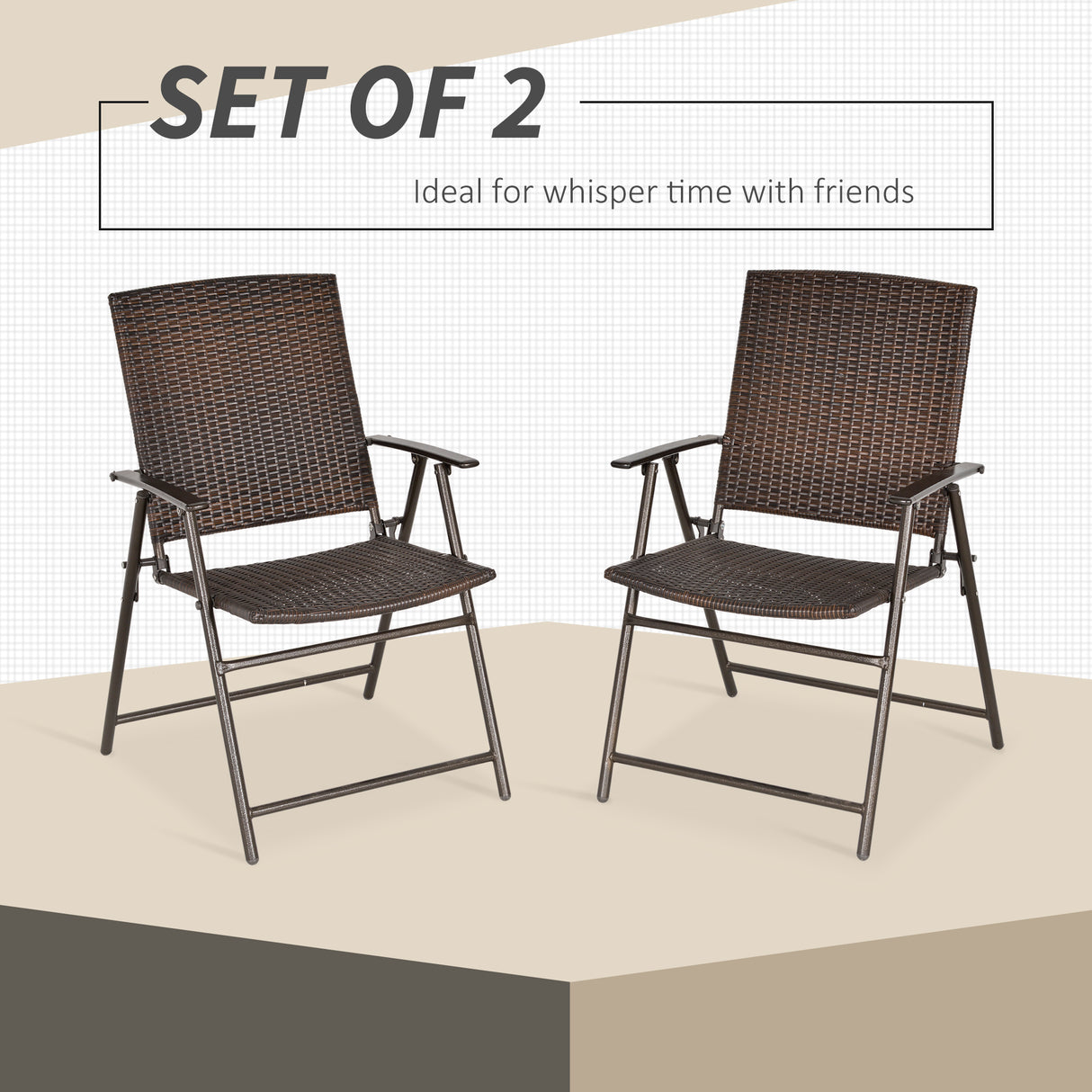 Poly Rattan Folding Garden Armchairs in Set of 2 - Velmora