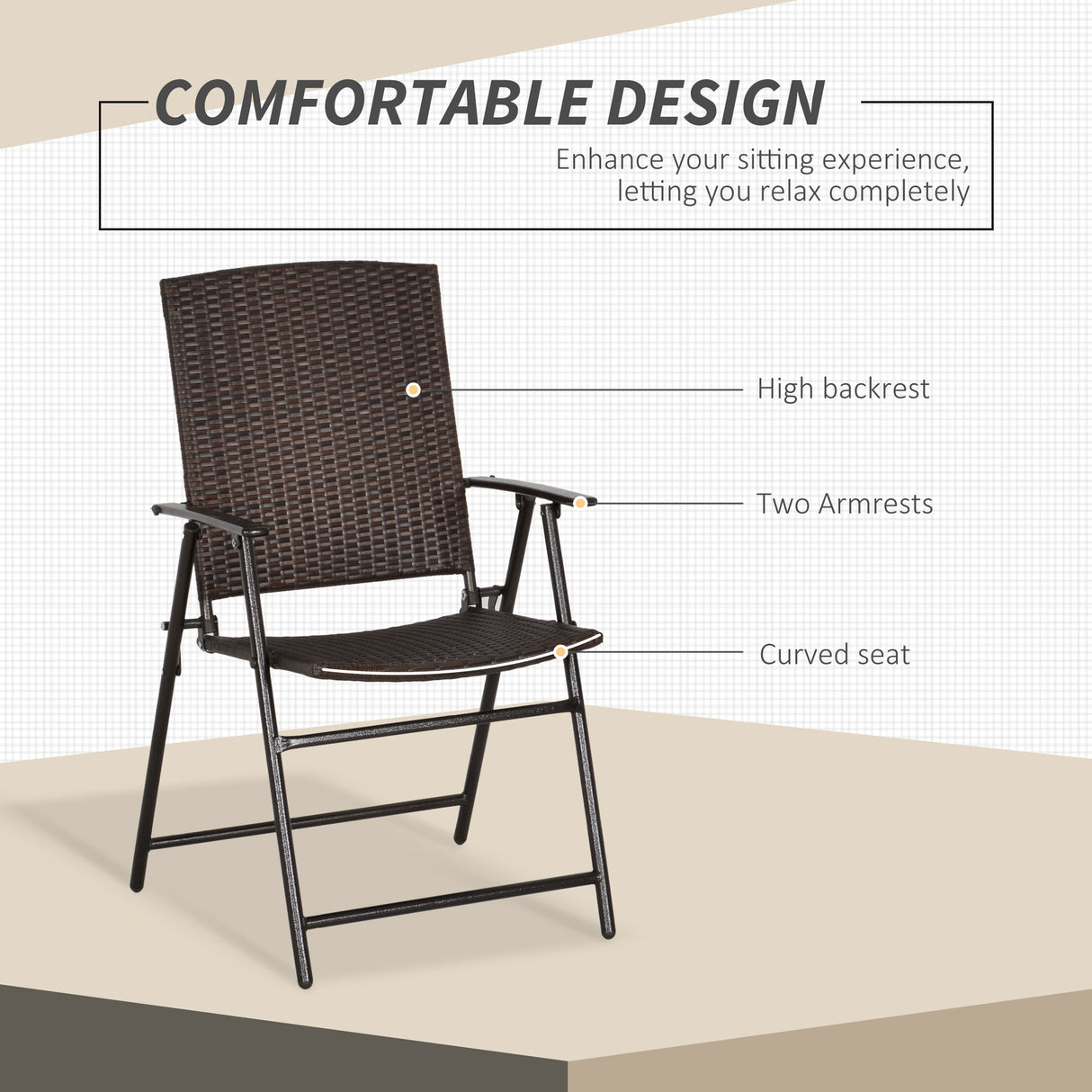 Poly Rattan Folding Garden Armchairs in Set of 2 - Velmora