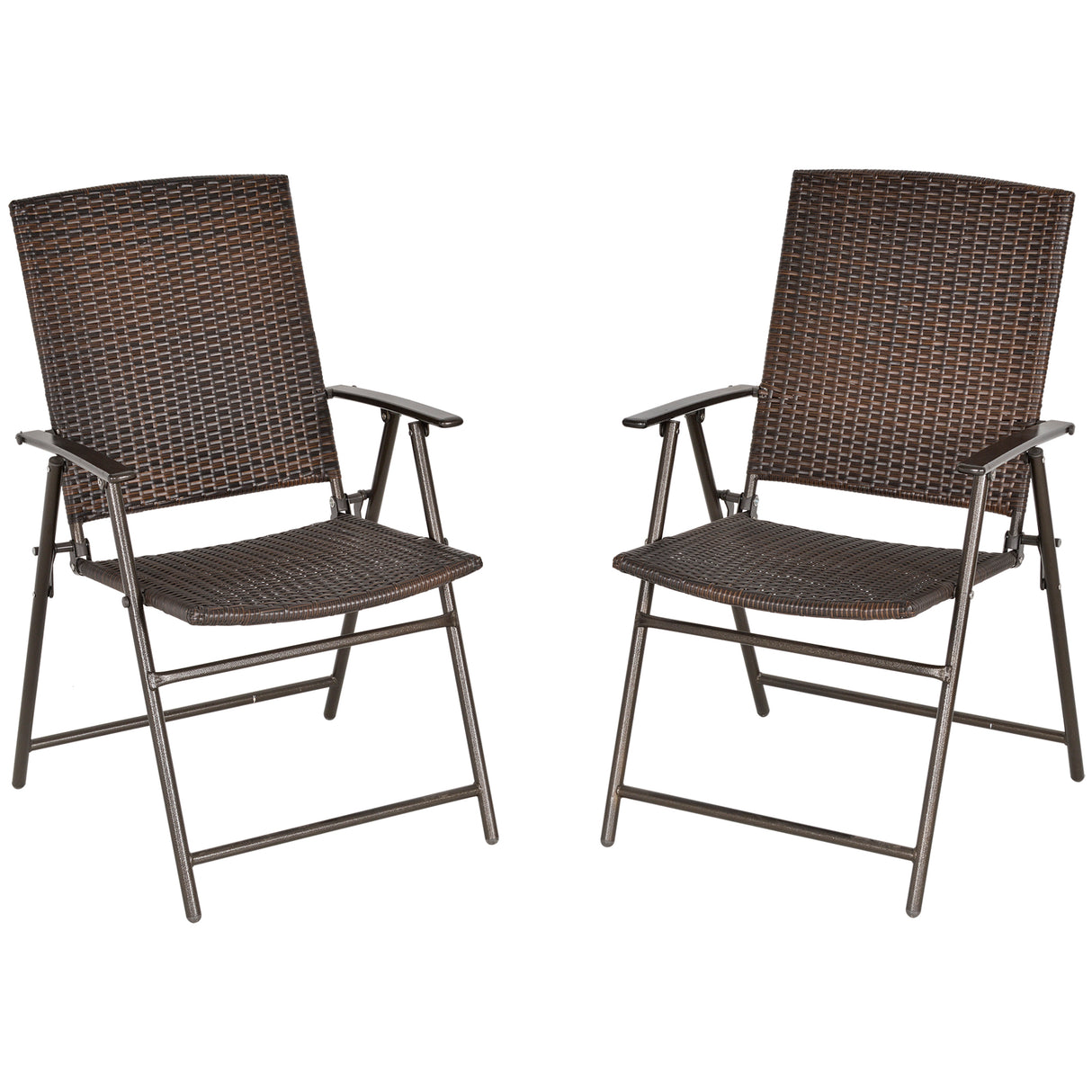 Poly Rattan Folding Garden Armchairs in Set of 2 - Velmora