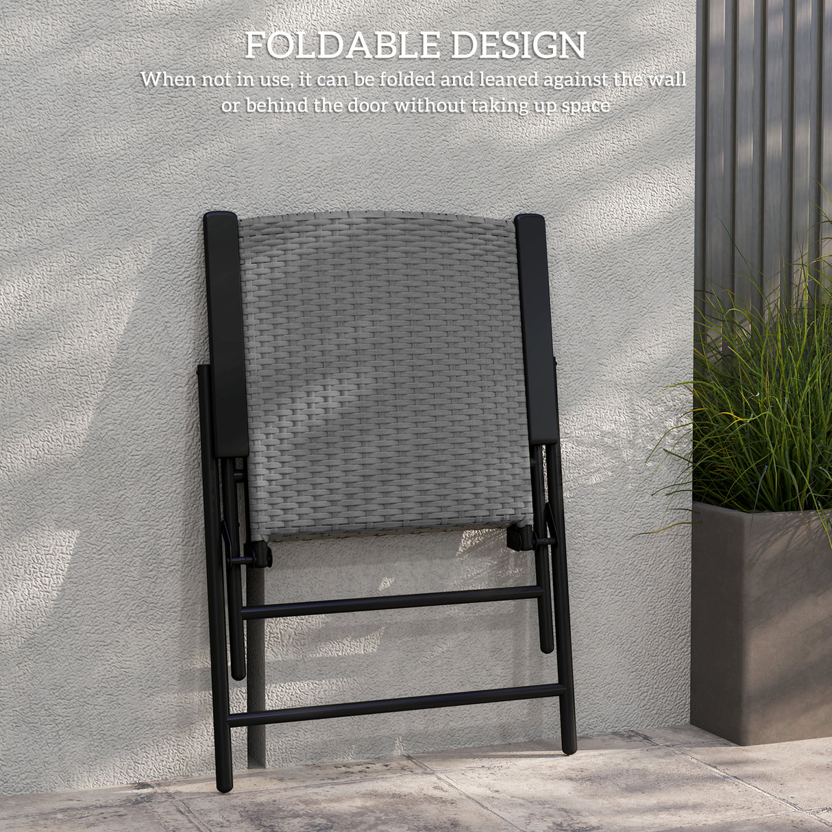 Poly Rattan Folding Garden Armchairs in Set of 2 - Velmora