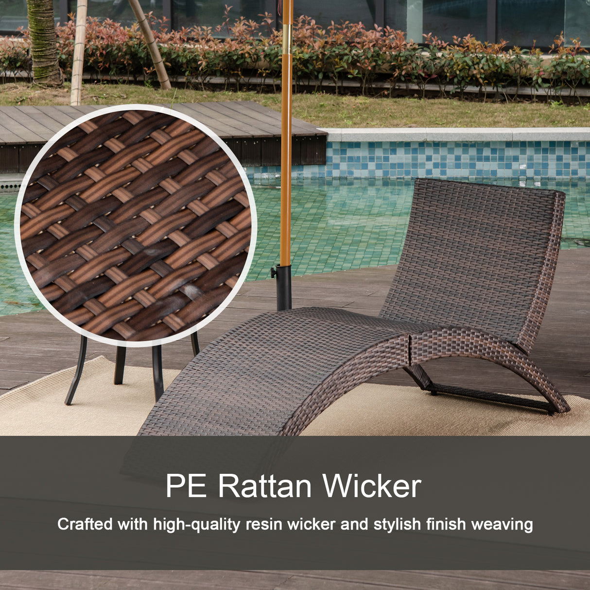 Poly Rattan Folding Garden Sun Lounger With Soft Padded Cushion - Velmora