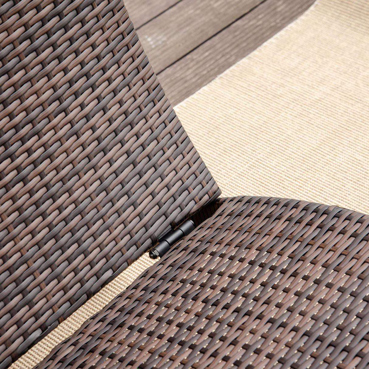Poly Rattan Folding Garden Sun Lounger With Soft Padded Cushion - Velmora