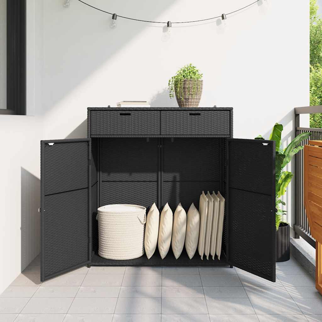 Poly Rattan Garden Storage Cabinet 105cm Wide With 2 Doors 2 Drawers - Vantage Home