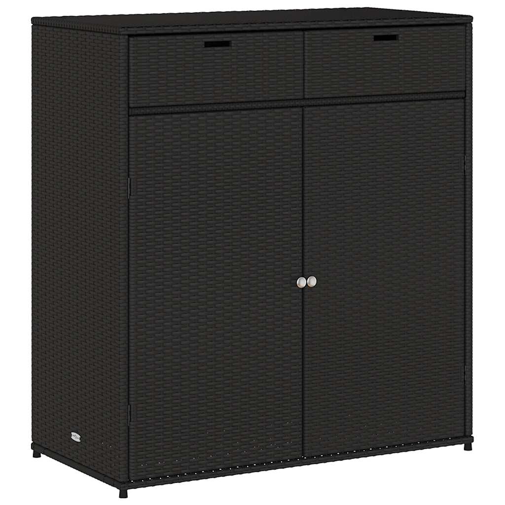 Poly Rattan Garden Storage Cabinet 105cm Wide With 2 Doors 2 Drawers - Vantage Home