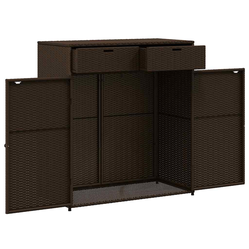Poly Rattan Garden Storage Cabinet 105cm Wide With 2 Doors 2 Drawers - Vantage Home
