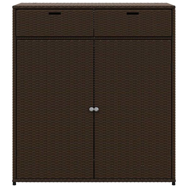 Poly Rattan Garden Storage Cabinet 105cm Wide With 2 Doors 2 Drawers - Vantage Home