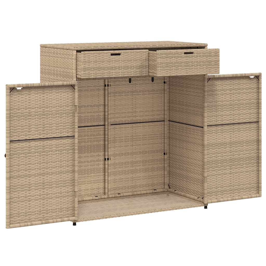 Poly Rattan Garden Storage Cabinet 105cm Wide With 2 Doors 2 Drawers - Vantage Home