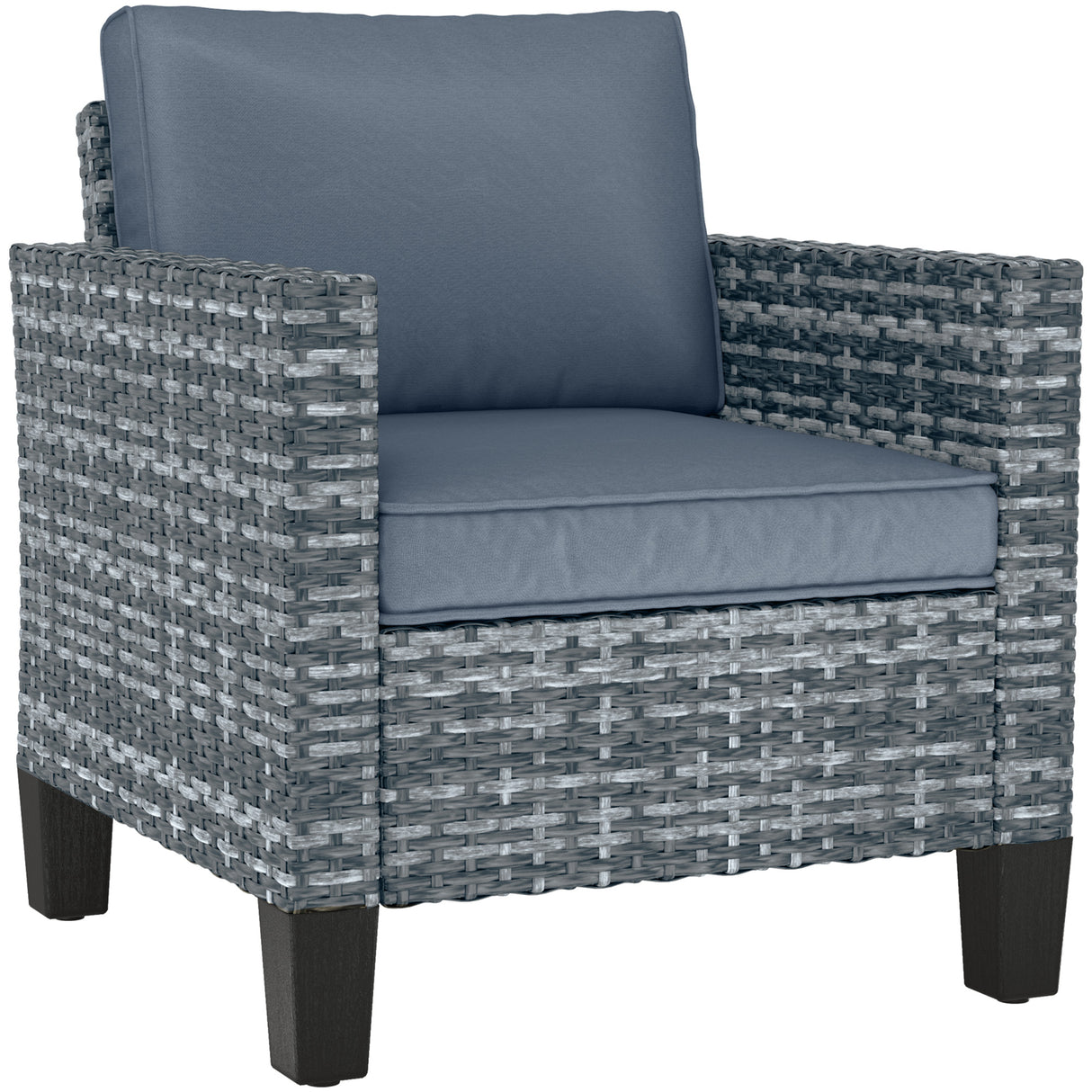 Poly Rattan Single Garden Armchair With Cushions - Velmora