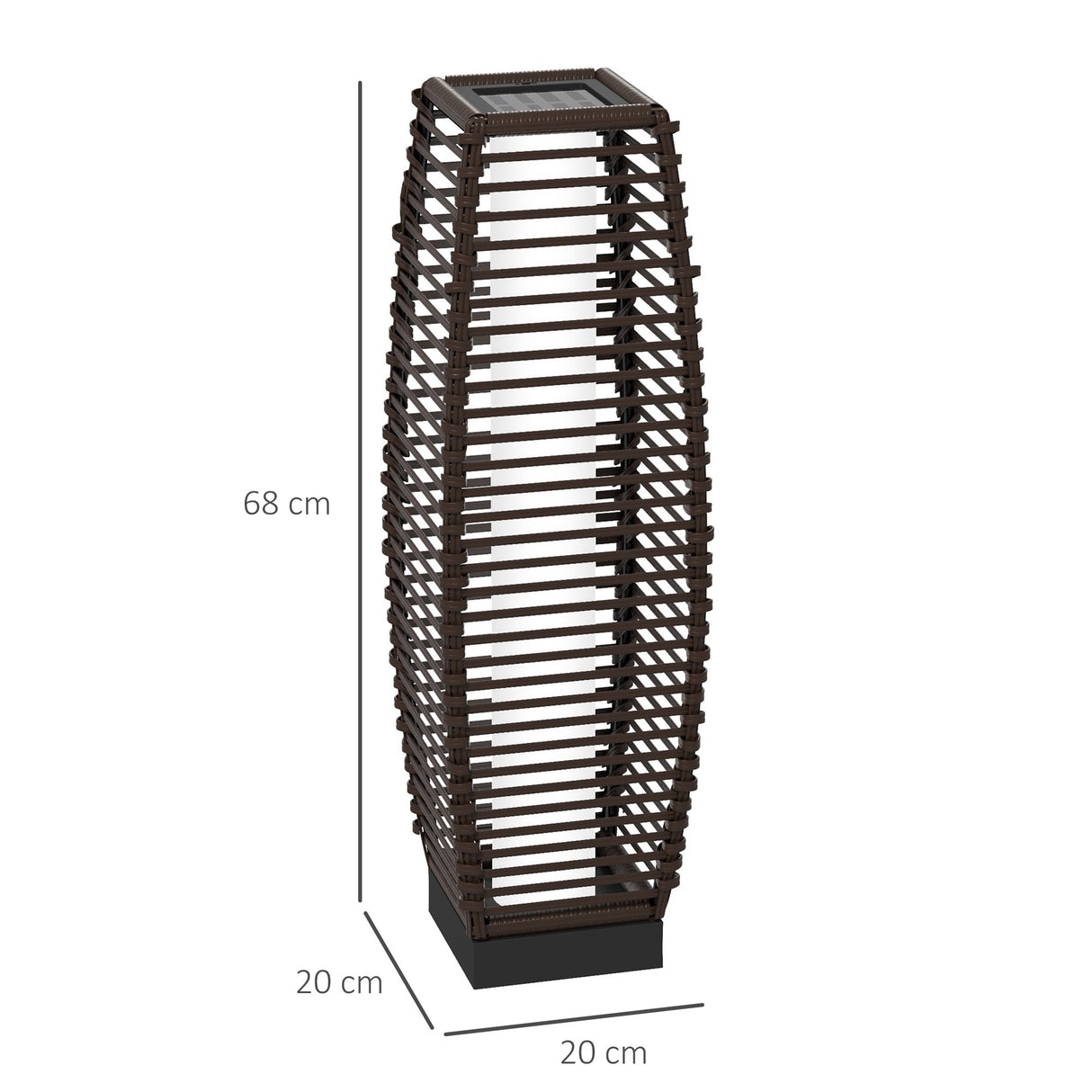 Poly Rattan Solar Powered Garden Lantern 68cm Tall Auto On-Off - Velmora
