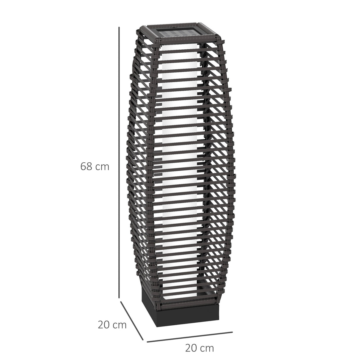 Poly Rattan Solar Powered Garden Lantern 68cm Tall Auto On-Off - Velmora