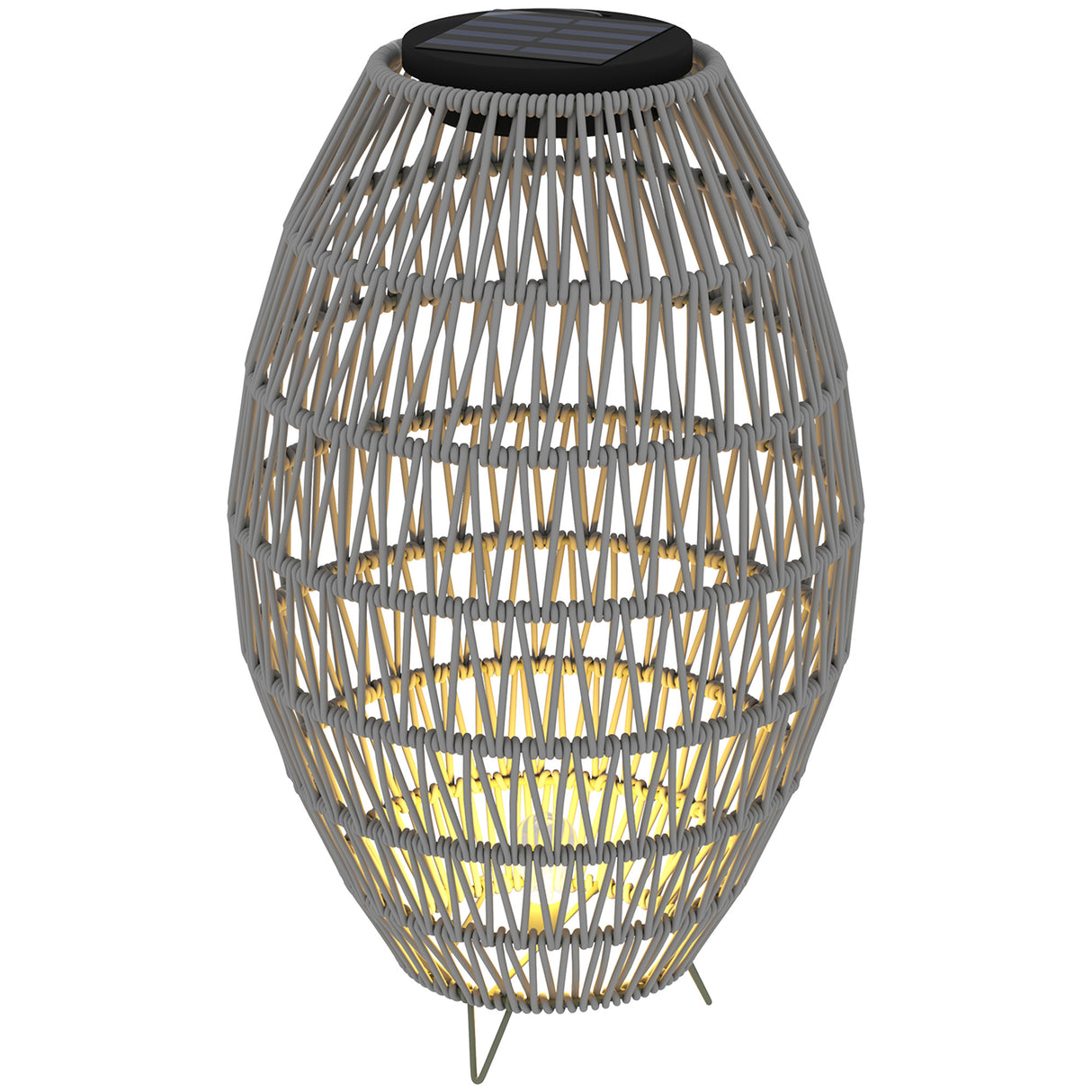 Poly Rattan Solar Powered Garden Lantern With Auto On-Off - Velmora