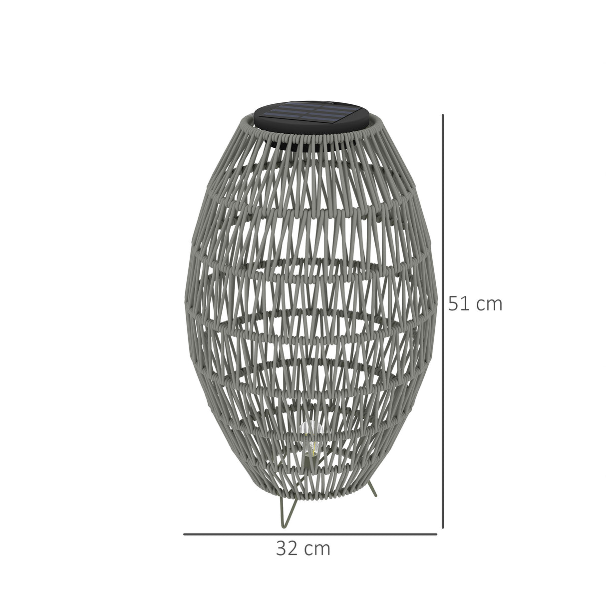 Poly Rattan Solar Powered Garden Lantern With Auto On-Off - Velmora