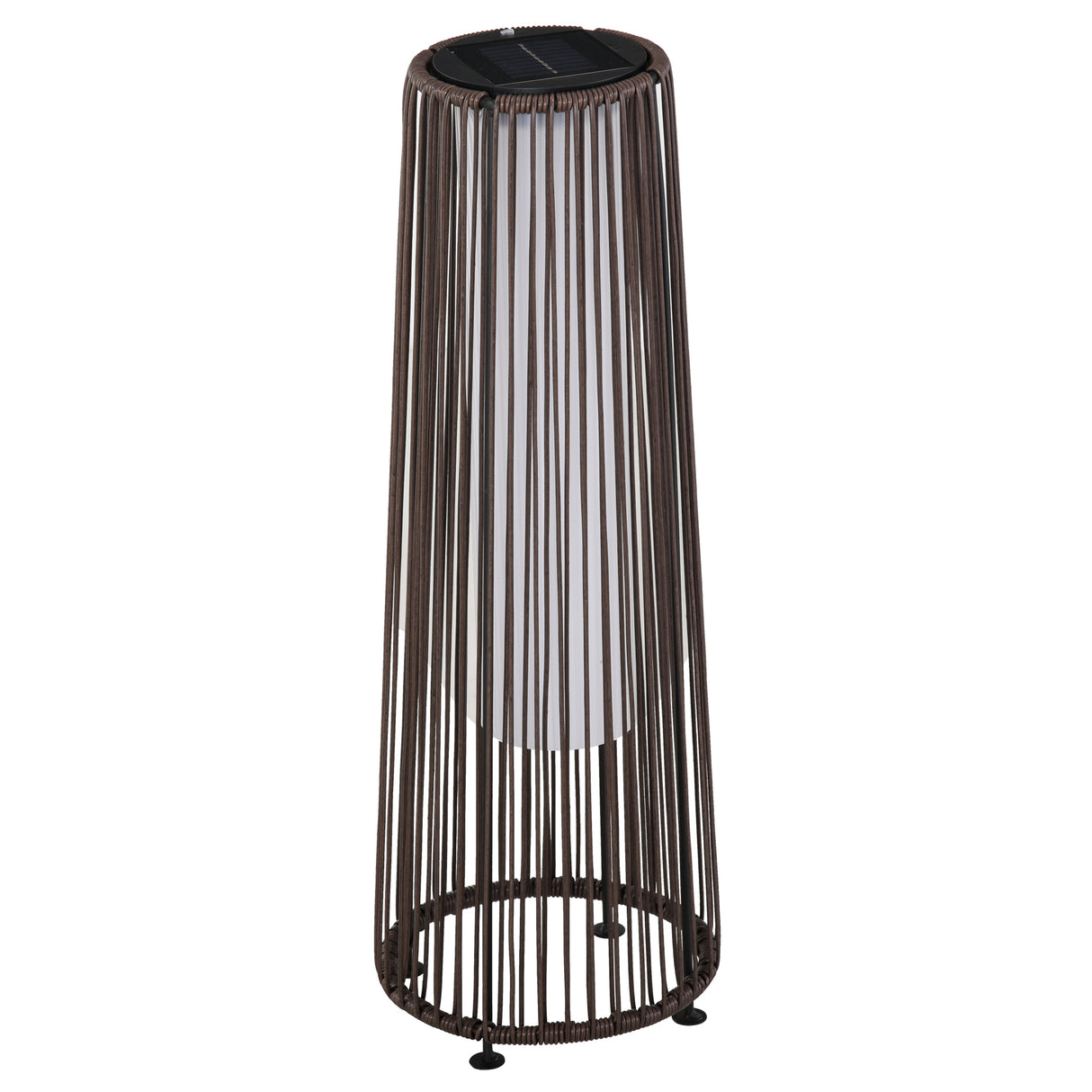 Poly Rattan Solar Powered Lights Woven Resin Wicker Lantern Auto On-Off - Velmora
