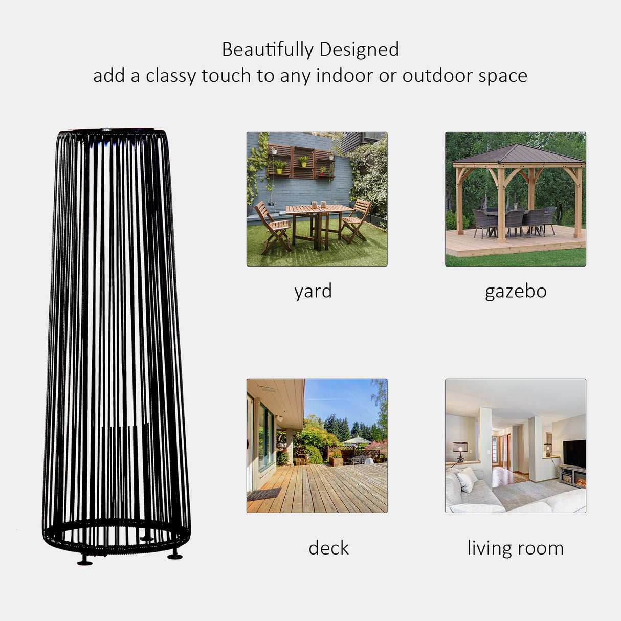 Poly Rattan Solar Powered Lights Woven Resin Wicker Lantern Auto On-Off - Velmora