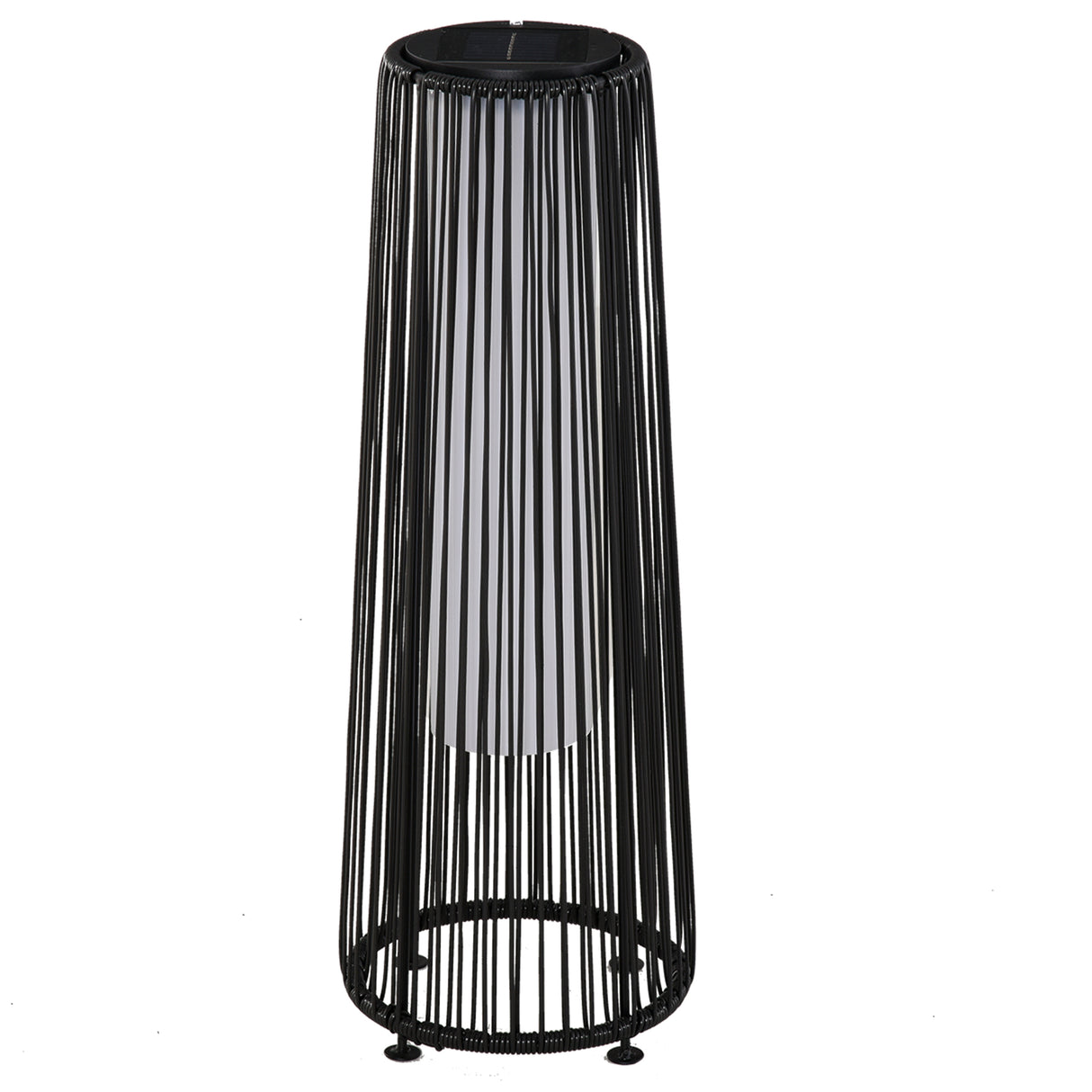 Poly Rattan Solar Powered Lights Woven Resin Wicker Lantern Auto On-Off - Velmora
