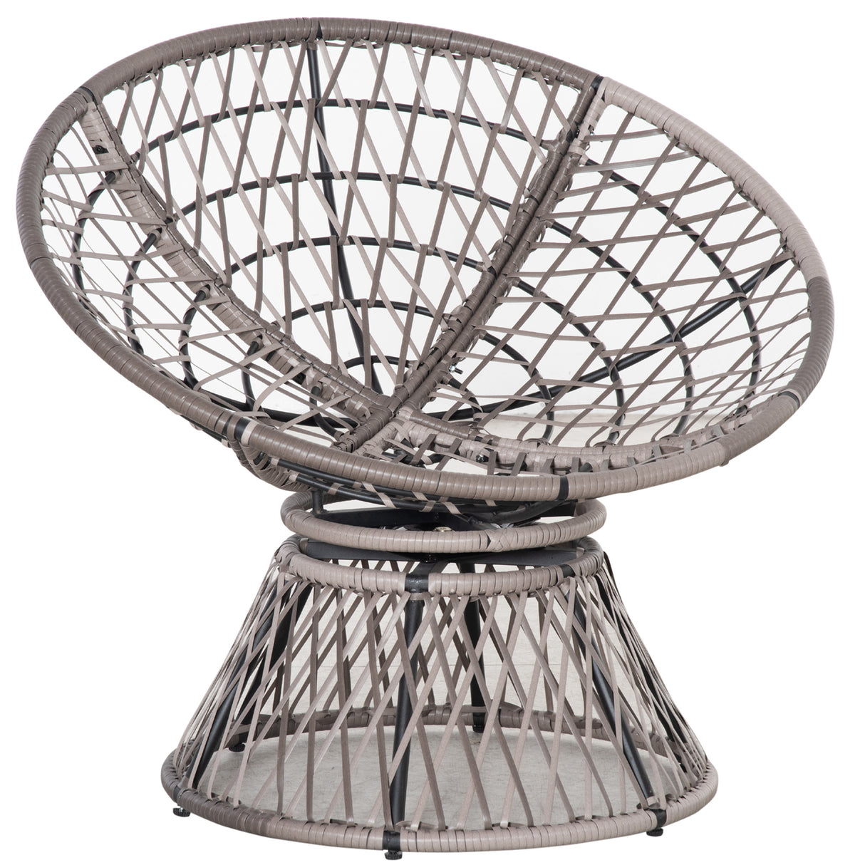 Poly Rattan Swivel Papasan Moon Lounge Garden Bowl Chair Round - Velmora