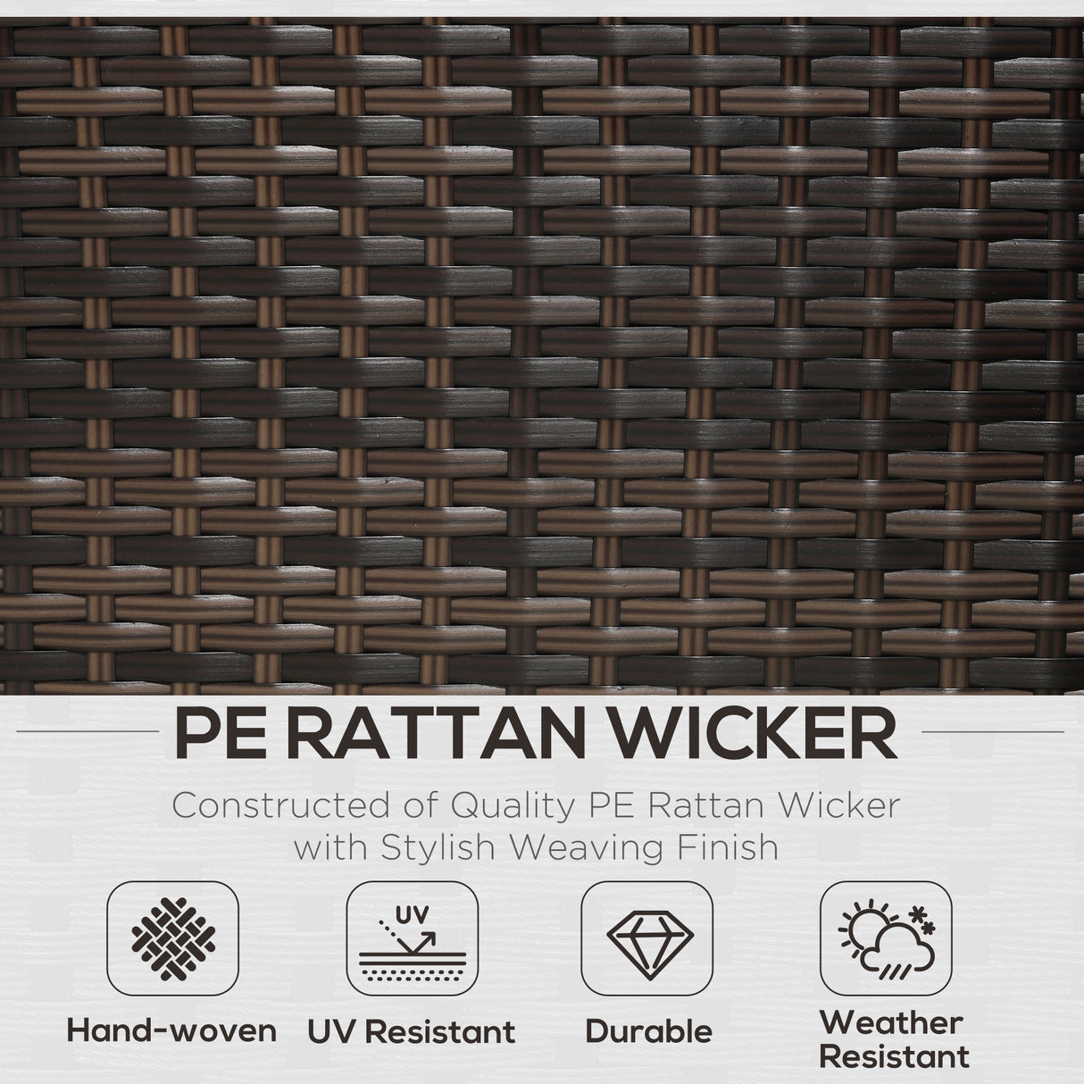Poly Rattan Wicker 3 Pieces Conversation Chaise Lounge Garden Sofa Set - Velmora