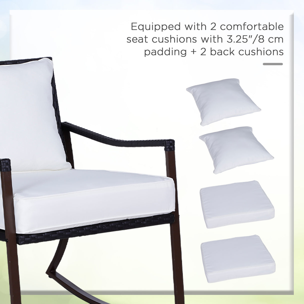Poly Rattan Wicker 3 Pieces Garden Bistro Set With 2 Rocking Chairs - Velmora