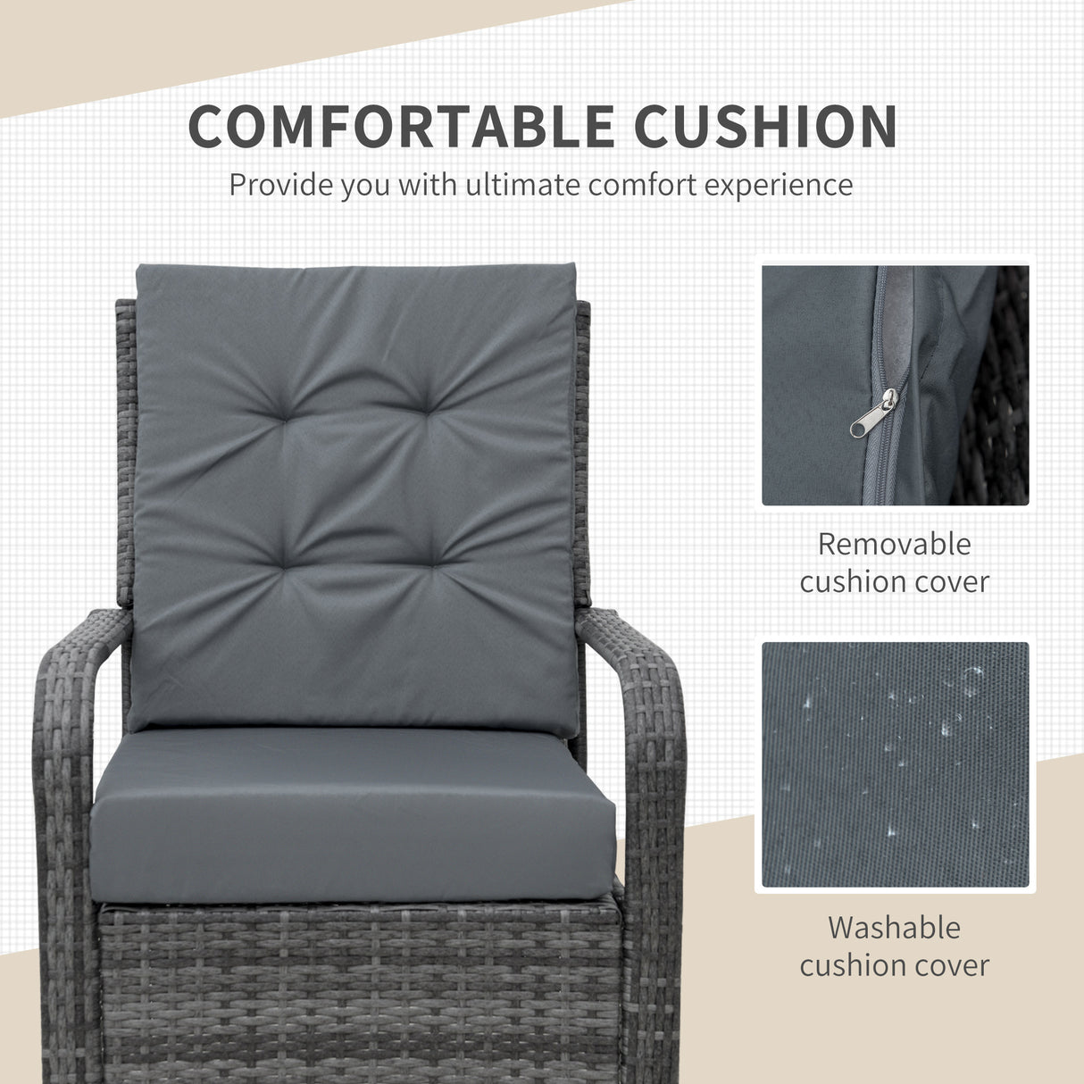 Poly Rattan Wicker 3 Pieces Garden Bistro Set With Furniture Cover - Velmora