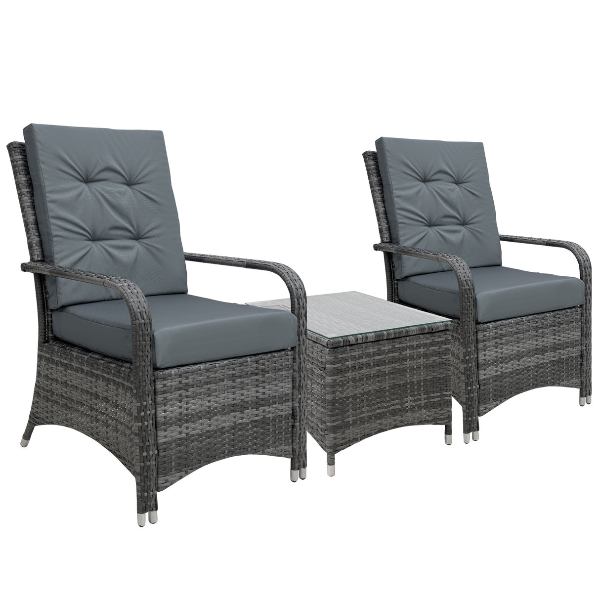 Poly Rattan Wicker 3 Pieces Garden Bistro Set With Furniture Cover - Velmora