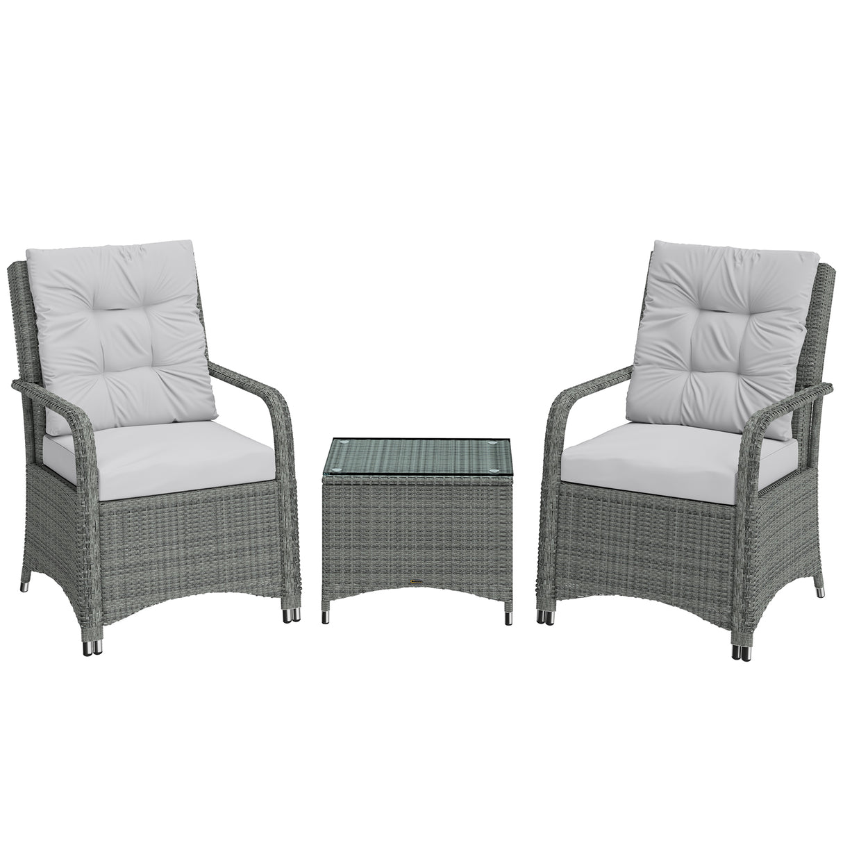 Poly Rattan Wicker 3 Pieces Garden Bistro Set With Furniture Cover - Velmora