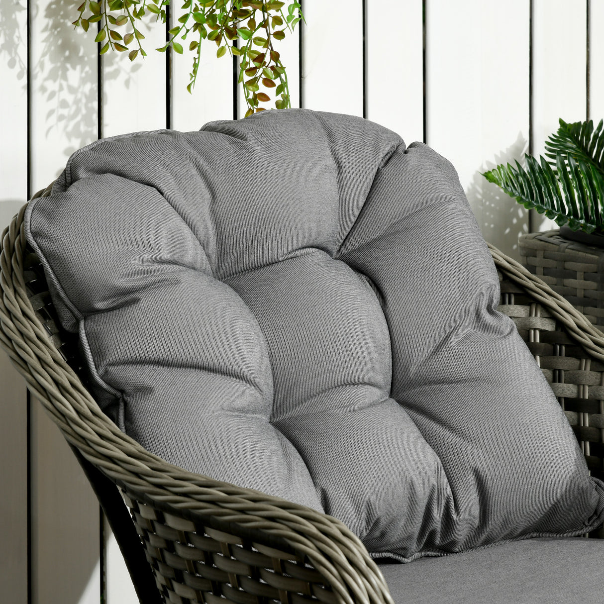 Poly Rattan Wicker 3 Pieces Garden Bistro Set With Glass Top Table - Velmora