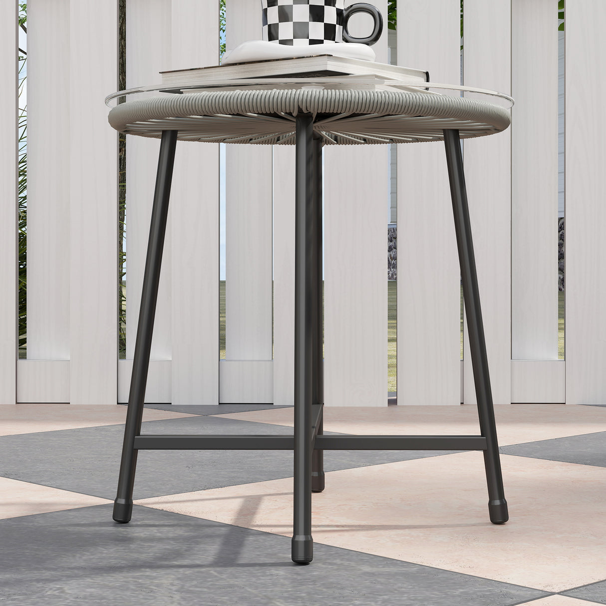 Poly Rattan Wicker 3 Pieces Small Garden Bistro Set - Velmora