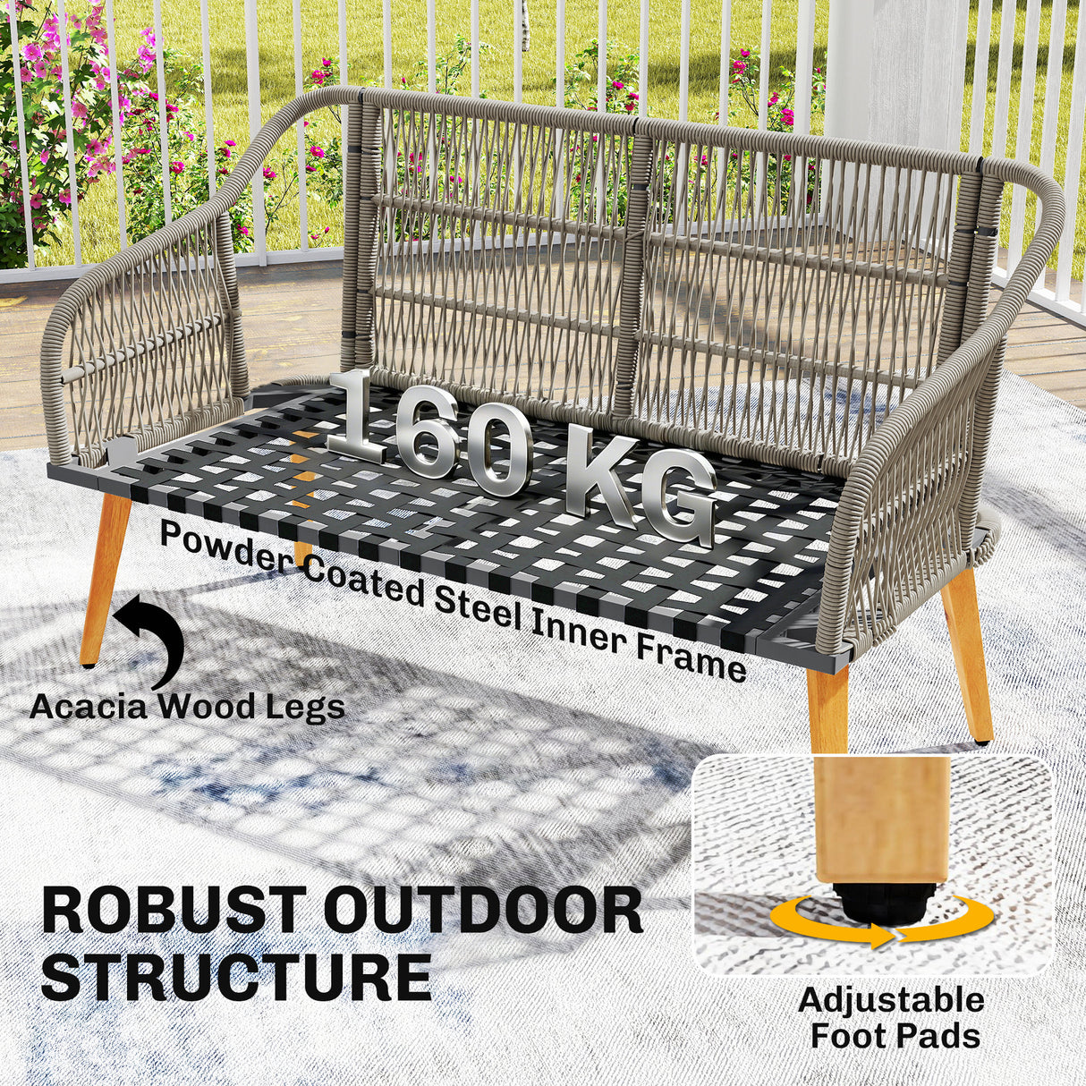 Poly Rattan Wicker 4 Pieces Garden Sofa Set With Loveseat And Armchairs - Velmora